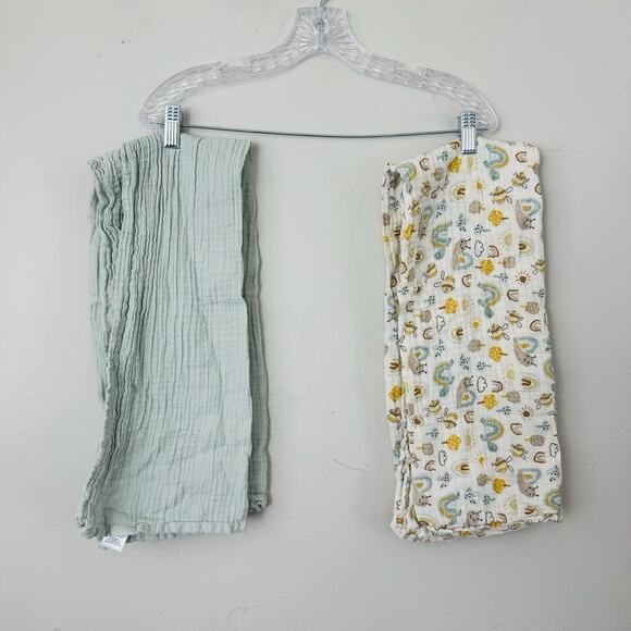 Chick Pea 36x40 Infant Boy Swaddling Blankets Bundle Of 2 - Picture 1 of 3